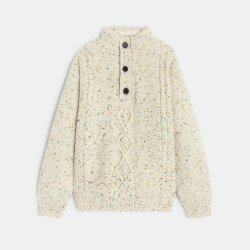 كنزة من نسيج مونّس مجدول، بني فاتح، للأولاد